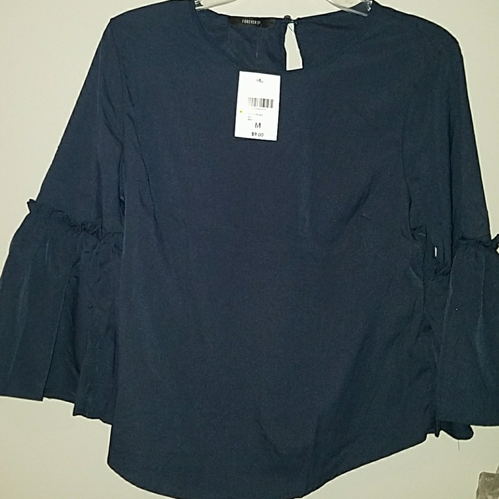 Navy bell sleeve top
